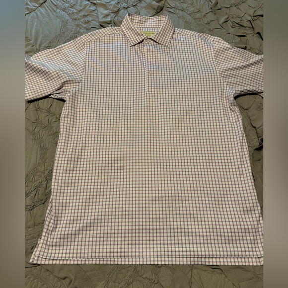 Donald Ross golf shirt. Size small. White with blue and red checks. - Picture 5 of 6